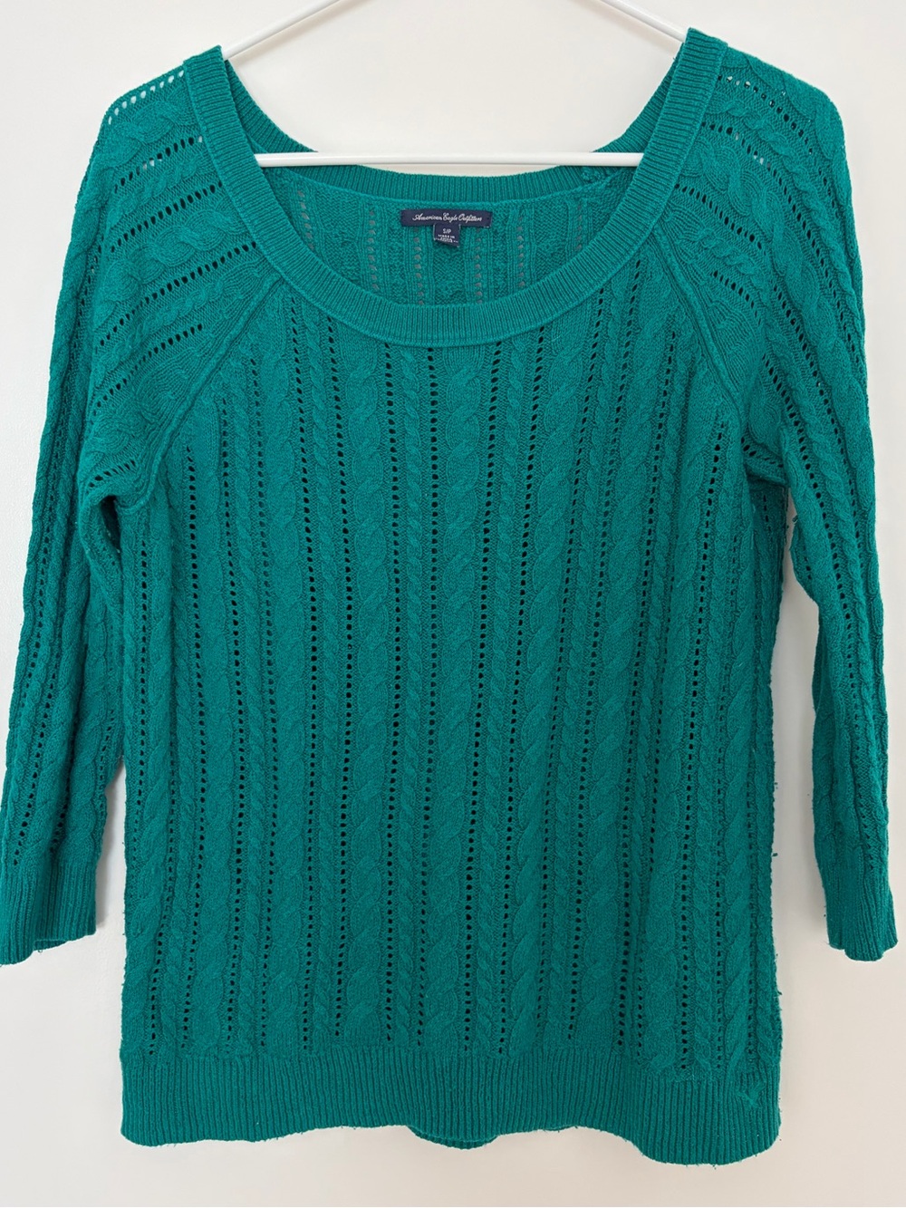 American Eagle Eyelet Green Sweater